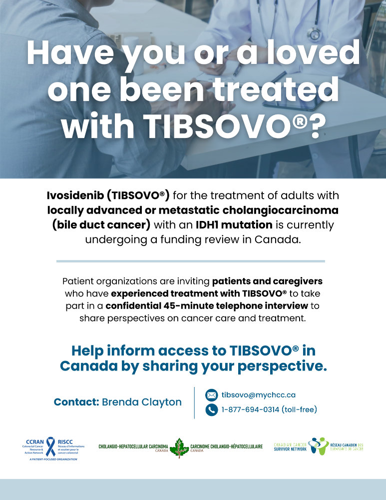 Poster containing information about Tibsovo (Ivosidenib) funding review
